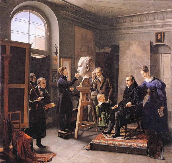 Carl Christian Vogel von Vogelstein Ludwig Tieck sitting to the Portrait Sculptor David dAngers oil painting image